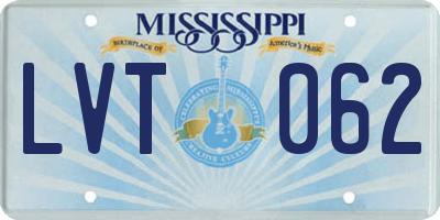 MS license plate LVT062