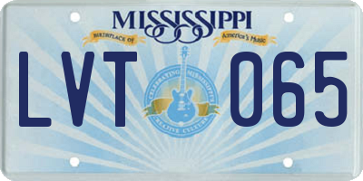 MS license plate LVT065