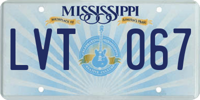 MS license plate LVT067