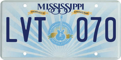 MS license plate LVT070