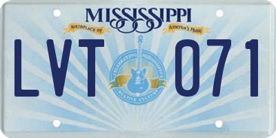 MS license plate LVT071