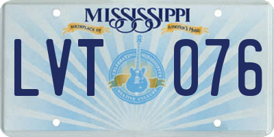 MS license plate LVT076