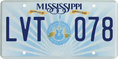 MS license plate LVT078