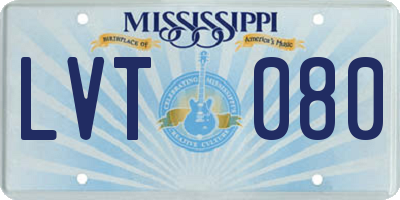 MS license plate LVT080