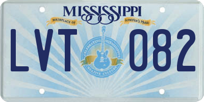 MS license plate LVT082