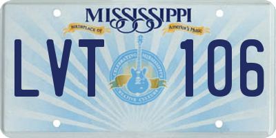 MS license plate LVT106