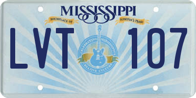 MS license plate LVT107