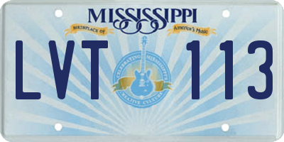 MS license plate LVT113
