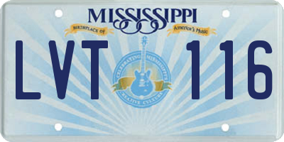 MS license plate LVT116