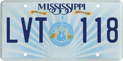 MS license plate LVT118