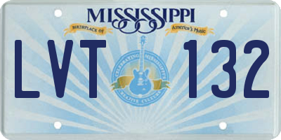 MS license plate LVT132