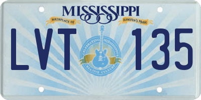MS license plate LVT135