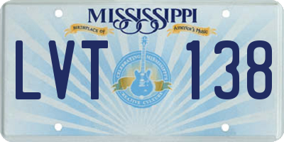 MS license plate LVT138