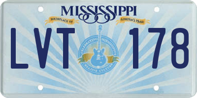 MS license plate LVT178