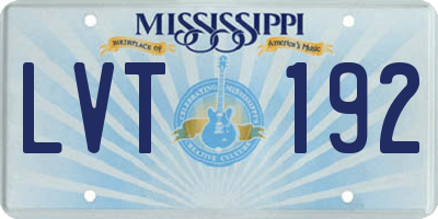 MS license plate LVT192