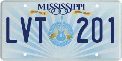 MS license plate LVT201