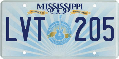 MS license plate LVT205
