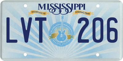 MS license plate LVT206