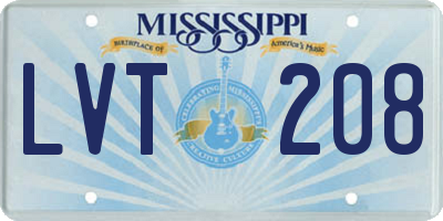 MS license plate LVT208