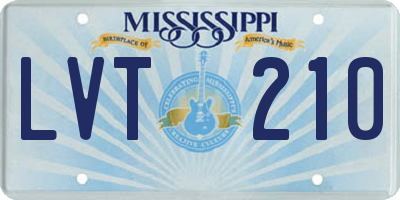 MS license plate LVT210