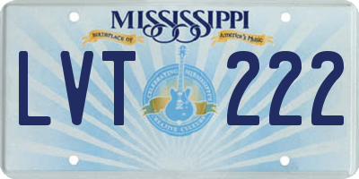 MS license plate LVT222