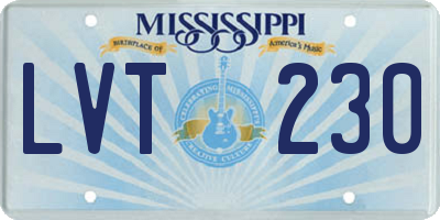 MS license plate LVT230