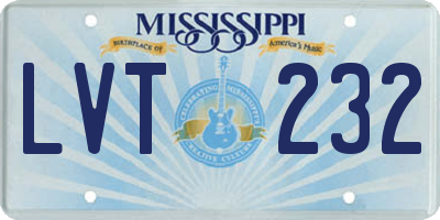 MS license plate LVT232