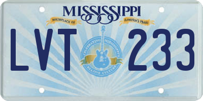 MS license plate LVT233