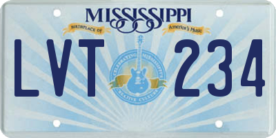 MS license plate LVT234