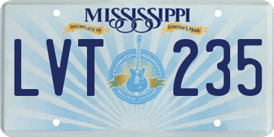 MS license plate LVT235