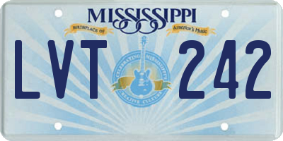 MS license plate LVT242