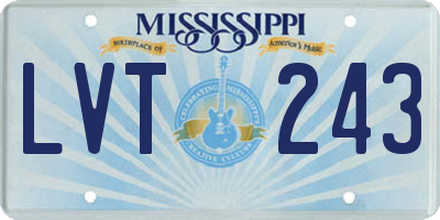MS license plate LVT243