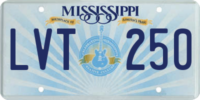 MS license plate LVT250