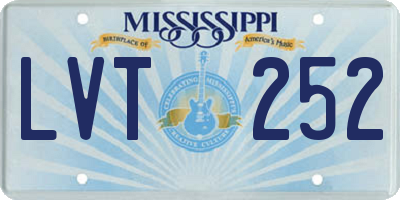 MS license plate LVT252