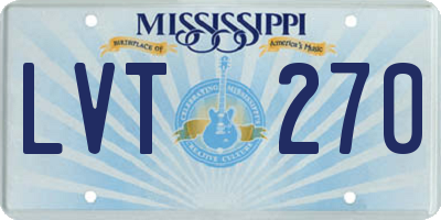 MS license plate LVT270