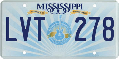 MS license plate LVT278