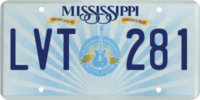 MS license plate LVT281