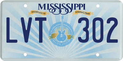 MS license plate LVT302
