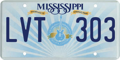 MS license plate LVT303