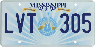 MS license plate LVT305