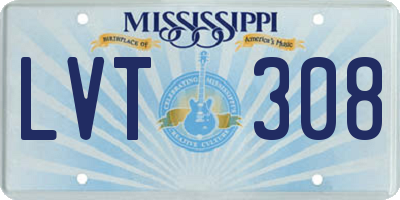 MS license plate LVT308