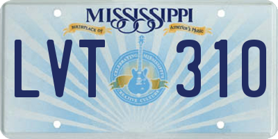 MS license plate LVT310