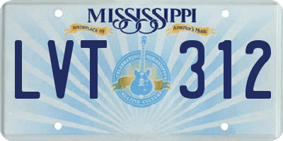 MS license plate LVT312
