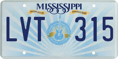 MS license plate LVT315