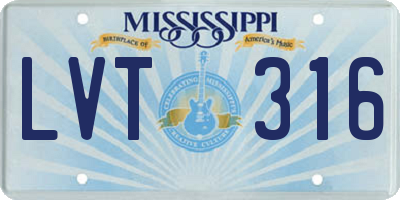 MS license plate LVT316