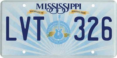MS license plate LVT326