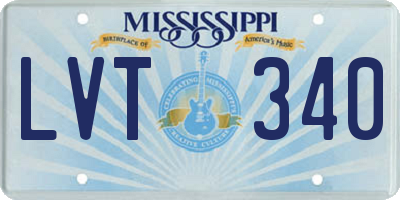 MS license plate LVT340
