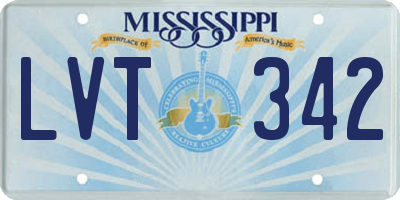 MS license plate LVT342