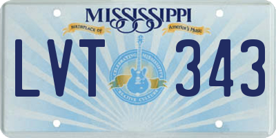MS license plate LVT343