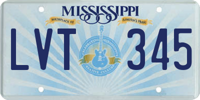 MS license plate LVT345